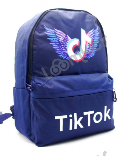 Рюкзак Tik Tok Wings (Тик Ток Крылья) синий, боковые карманы для воды, 40 см с USB выходом фото 2