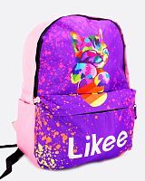 Рюкзак для девочки школьный Likee Cat (Лайк), розово-сиреневый