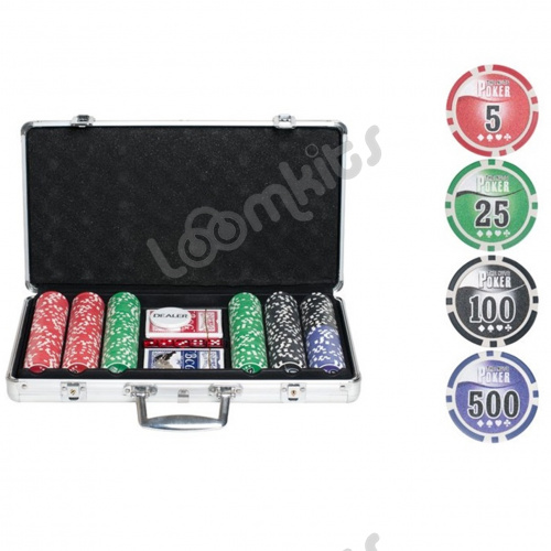 Покерный набор NUTS, 300 фишек 11.5 г с номиналом в чемодане, сукно