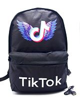 Рюкзак Tik Tok Wings (Тик Ток Крылья) черный, боковые карманы для воды, 40 см с USB выходом