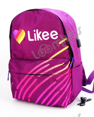 Рюкзак для девочки школьный Likee (Лайки) USB, 20309, фиолетовый фото 4