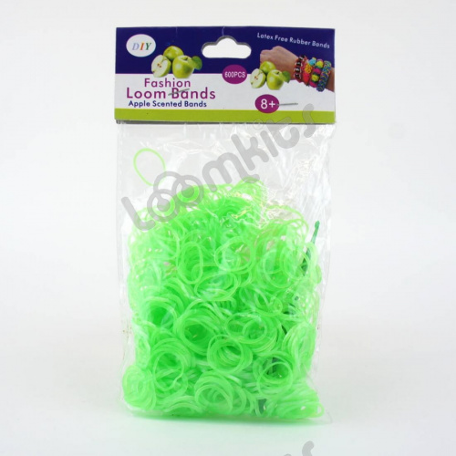 Резинки для плетения с ароматом "Яблоко" Перламутровые Зеленые 600 шт