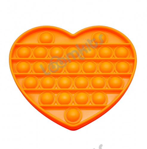 Сенсорная игрушка Антистресс Пупырка POP it Fidget с пузырьками Вечная пупырка - Тактильная успокоительная нажимная игрушка пузырьки Сердечко, оранжевое фото 3