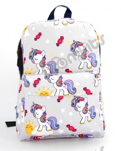 Рюкзак для девочки школьный "Единорожка", размер M, серый фото 2