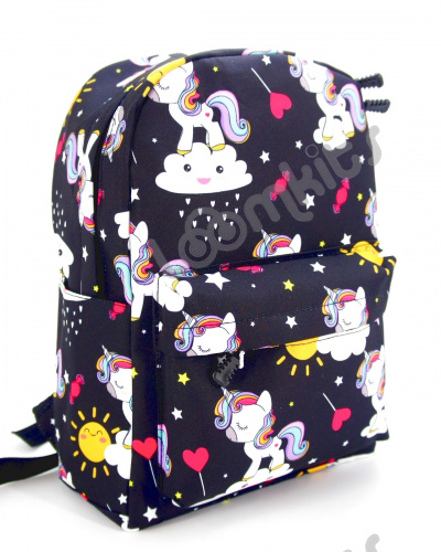 Рюкзак для девочки школьный "Единорожка", размер M, черный