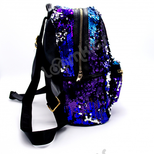 Рюкзак с пайетками и нашивками "Губки" Фиолетово-синий фото 7