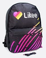 Рюкзак для девочки школьный Likee (Лайки) USB, 20309, черный