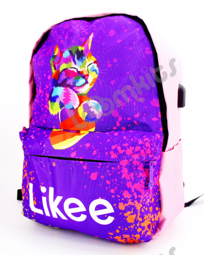 Рюкзак для девочки школьный Likee Cat (Лайк), розово-сиреневый фото 4