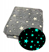Плед со светящимися звездочками - Серый 130x150