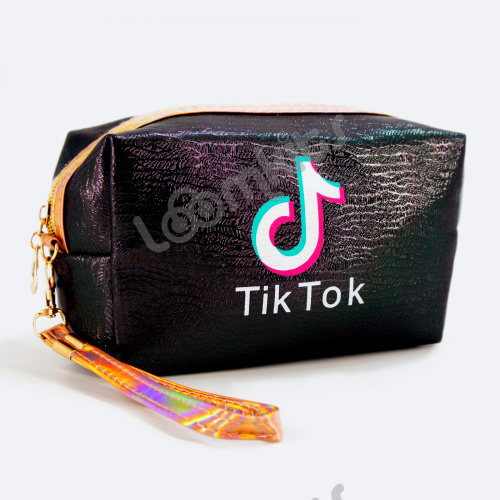 Пенал косметичка для девочки Tik Tok (Тик Ток), односекционный объемный на молнии, 1107 черный