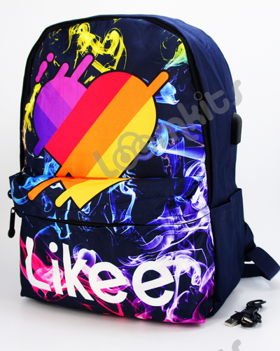 Рюкзак для девочки школьный Likee (Лайки) USB, 20300, синий фото 3