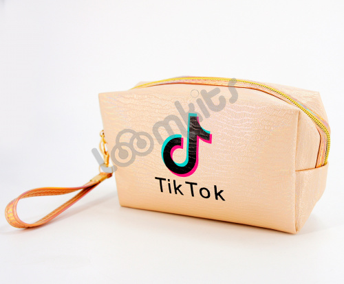 Пенал косметичка для девочки Tik Tok (Тик Ток), односекционный объемный на молнии, 1107 золотой фото 3