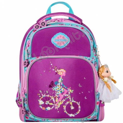 Школьный рюкзак Across ACR18-178A Девочка на велосипеде (сиреневый)