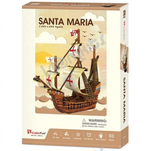 3D пазл Cubic Fun Корабль Санта-Мария, 93 детали