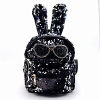 Рюкзак Зайчик с пайетками "Гламурные очки" черный