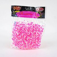 Резинки для плетения двухцветные Белые/Розовые 600 шт