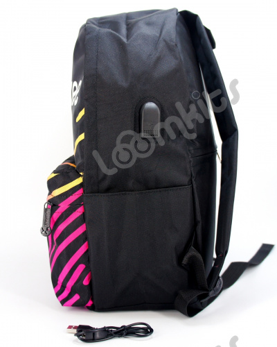 Рюкзак для девочки школьный Likee (Лайки) USB, 20309, черный фото 4