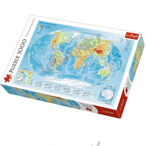 Пазл Trefl Физическая карта мира, 1000 деталей фото 3