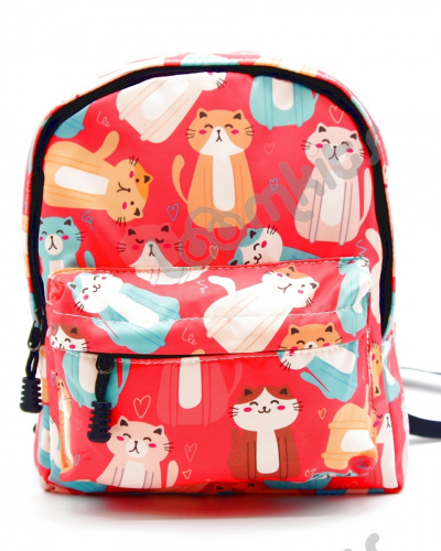 Рюкзак для девочки дошкольный "Котики с сердечками", размер S, красный фото 2