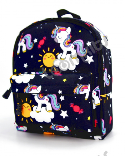 Рюкзак для девочки дошкольный "Единорожки", размер S, черный фото 3