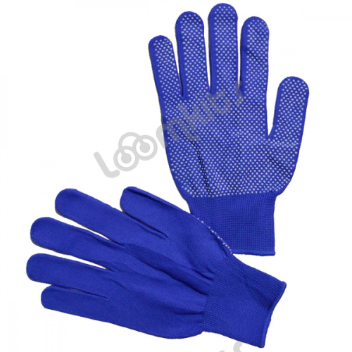 Нейлоновые перчатки с ПВХ точками Синие 2 пары фото 3