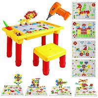Конструктор мозаика с шуруповертом Creative Learning Table - 263 деталей (Стол+стул)